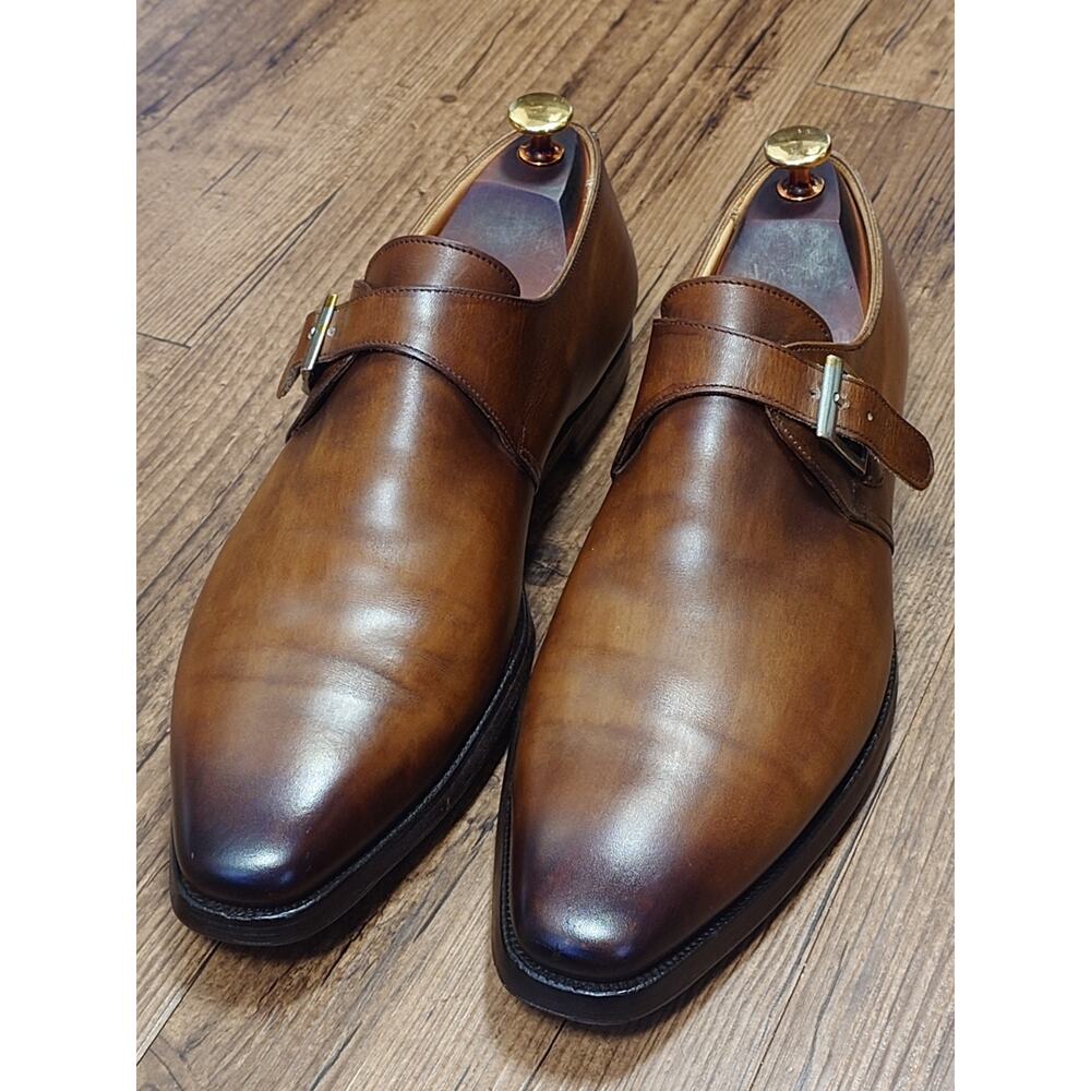 Crockett & Jones "Monkton" Men’s Single Monk Strap 10D Brown Leather Dress Shoes